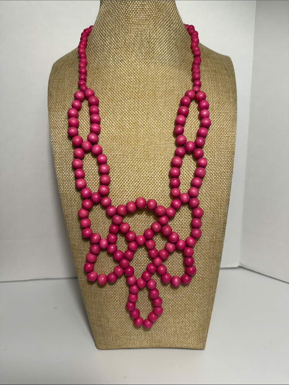 Bold Pink Beaded Necklace - Picture 2 of 7